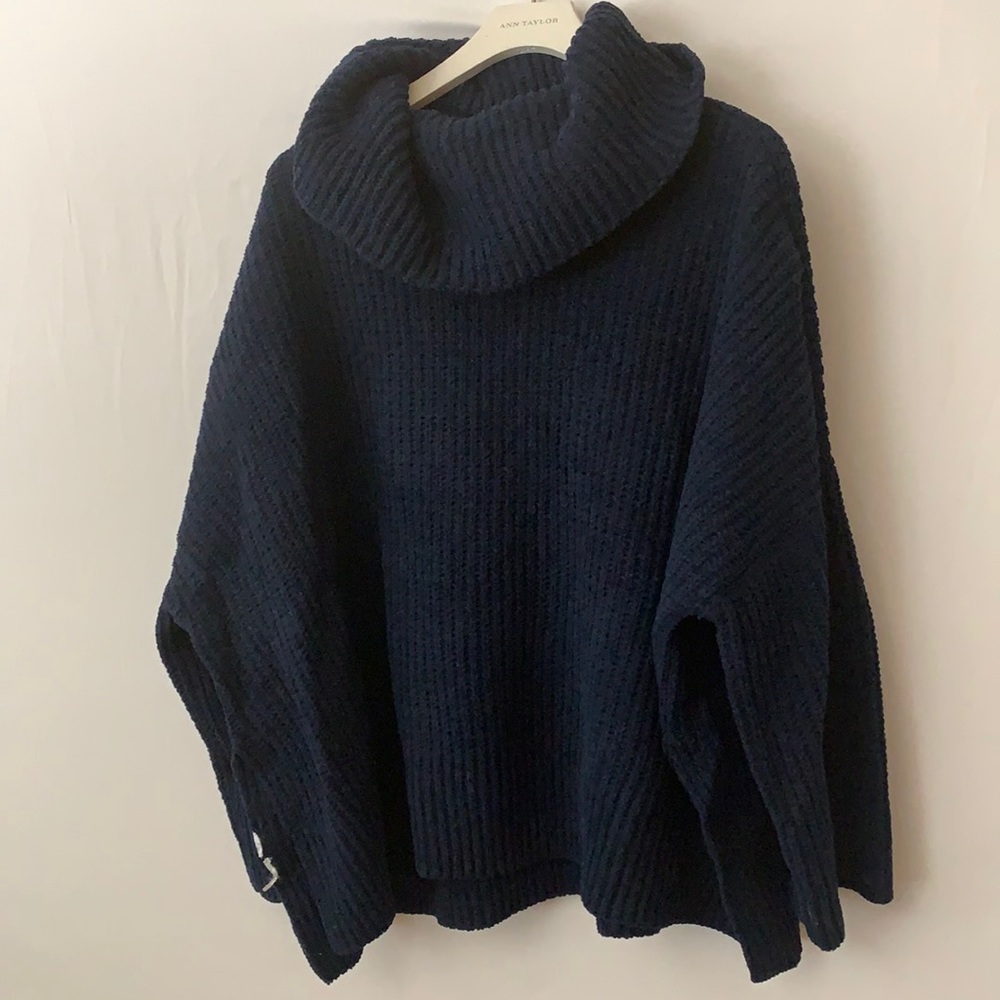 Ann Taylor Deep Blue Cowl Oversized Sweater XS/S